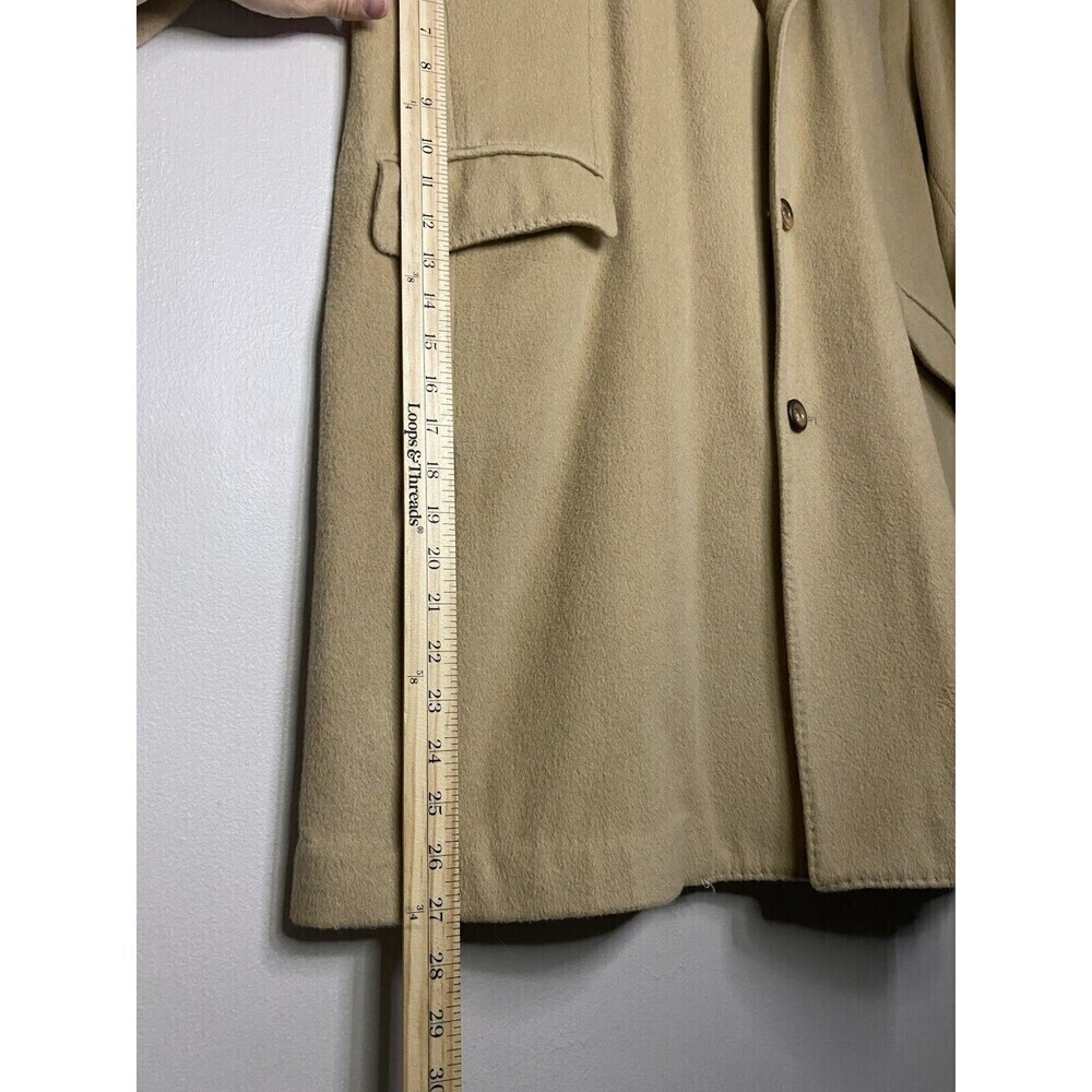 Wool Cashmere Trench Coat XL MEN TreVero Double Breasted Camel Tan Vintage - Picture 12 of 14